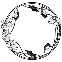 Foto op Plexiglas vector round frame with apple flowers © tanais