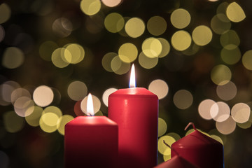 Candles and advent lights. Advent wreath. Waiting for Christmas