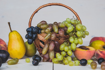 delicious and juicy fruit on a white table