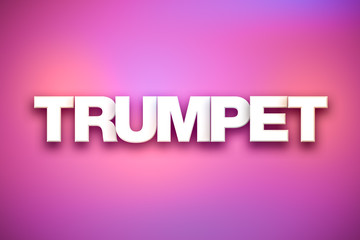 Trumpet Theme Word Art on Colorful Background