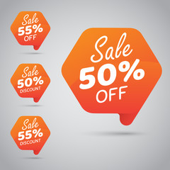 50% 55% Sale, Disc, Off on Cheerful Orange Tag for Marketing Retail Element Design