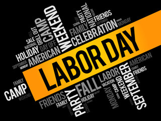 Labor Day word cloud collage, holiday concept background