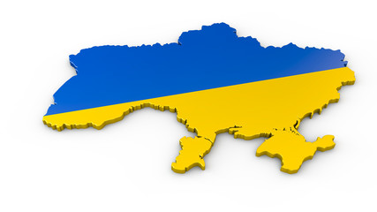 Ukraine - 3D Umriss oder Karte mit Landesgrenzen