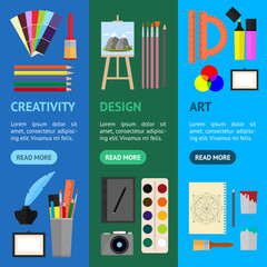 Obraz premium Cartoon Art Banner Vecrtical Set. Vector