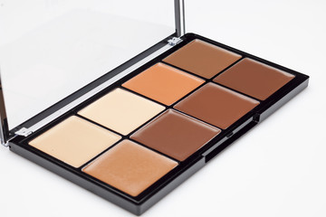 palette of eight different contour shades on white background