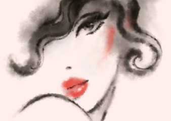 Abstract woman face. Fashion illustration. 