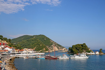Fototapeta na wymiar Parga and island Panagias Greece summer season