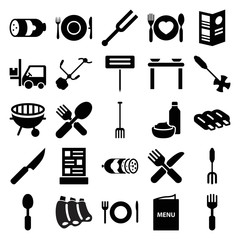 Set of 25 fork filled icons