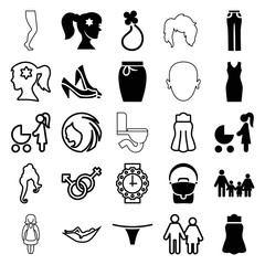 Obraz premium Set of 25 woman filled and outline icons