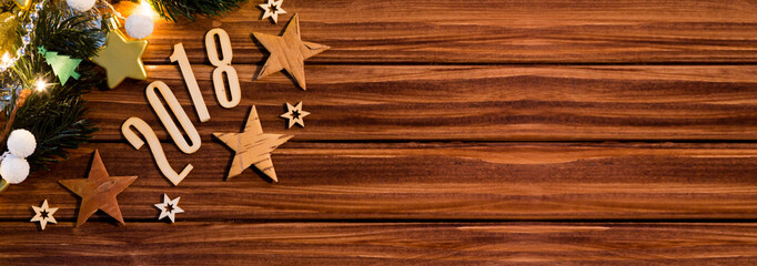 Happy new year 2018 background with christmas decoration