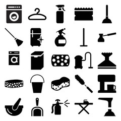 Set of 25 household filled icons