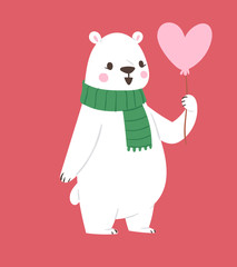 Polar white bear vector animal cute beauty character funny style pose celebrate Xmas Christmas holiday or New Year time big bear animal