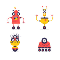 Set of robots. Flat design vector illustration.