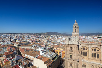 Fototapeta na wymiar Malaga skyline with Cathedral tower in background