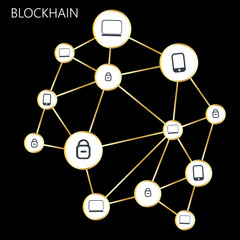 Blockchain Illustration on white background