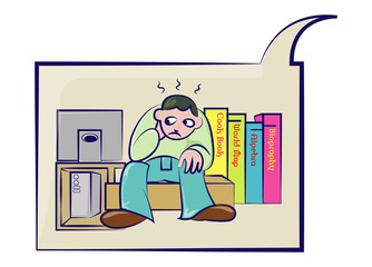 stress worker sitting in the office