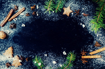 Christmas fir tree on chalkboard background