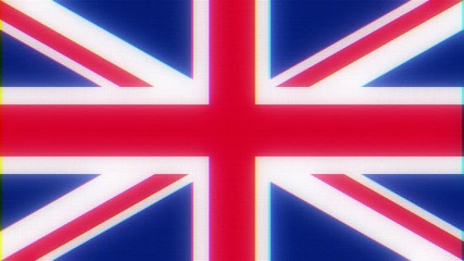 Britain flag on jumpy glitch old computer lcd led tube tv screen display seamless loop animation black background - new quality national pride colorful joyful video footage - Powered by Adobe