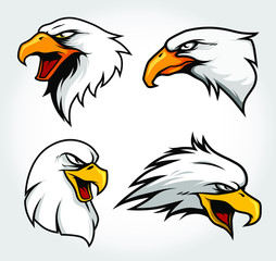 Set of American Eagle Head Vector