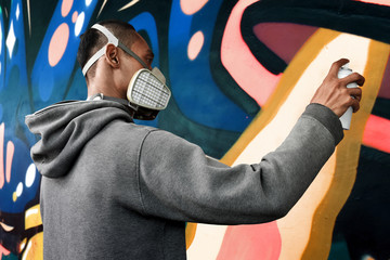Graffiti artist painting