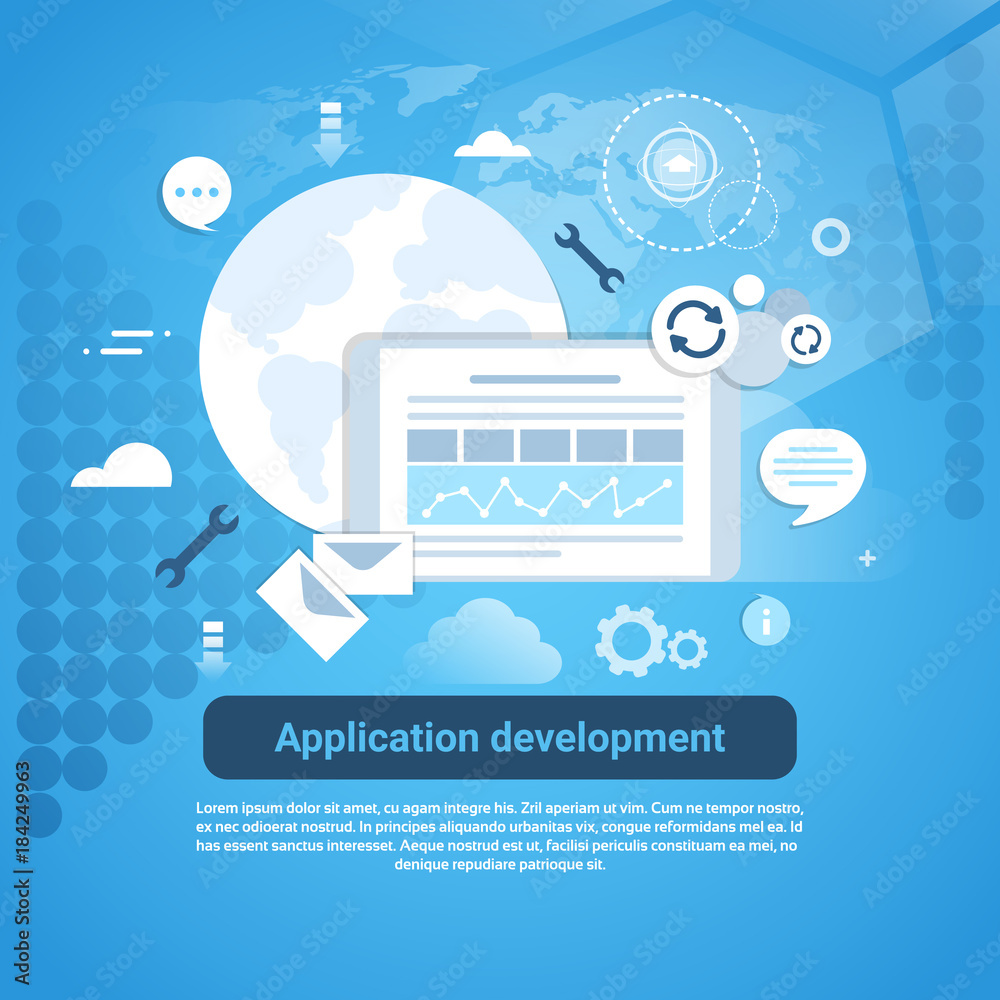 Poster Application Development Web Coding Banner With Copy Space Vector Illustration