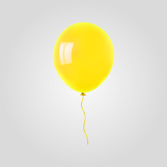 Yellow flying helium balloon. For decoration party, birthday, new year and celebrations. Realistic style isolated on white background. 3d. Stock - Vector illustration for your design and business