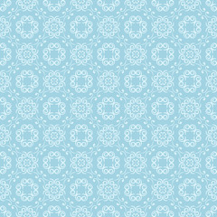 White floral seamless pattern on blue background