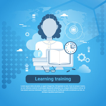 Learning Training Education Online Concept Web Banner With Copy Space Vector Illustration