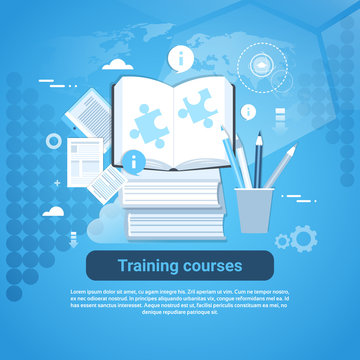 Training Courses Education Concept Web Banner With Copy Space Vector Illustration