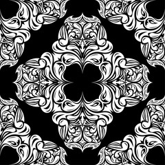 Black and white floral seamless pattern