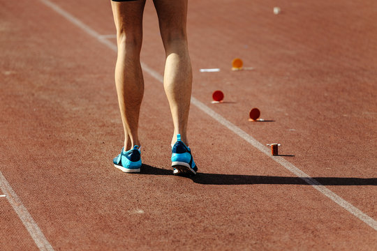 Feet Athlete Men Jumper Long Jump Run-up In Competition