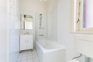 Spacious bathroom, clean, beautiful, luxurious, bright room