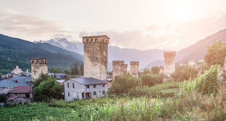Fototapeta premium Beautiful view with Svan tower, Georgia