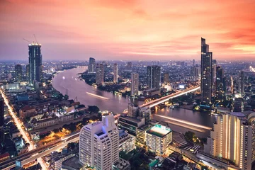Fotobehang Bangkok during golden sunset © Chalabala