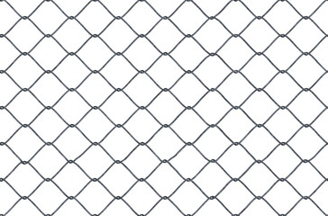 Fototapeta premium Seamless looping texture of metallic chain link fence on white background.