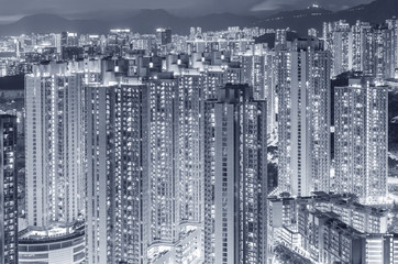Public estate in Hong Kong City at night