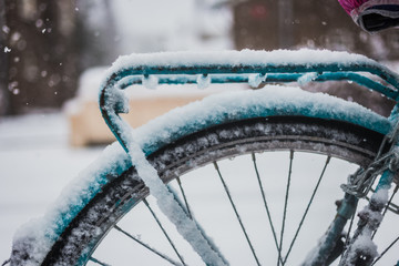 Bike on snowy weather 