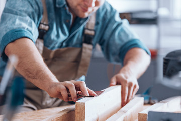 Fototapeta na wymiar Close-up of male carpenter