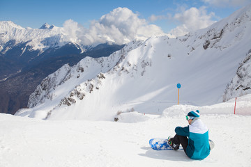 snowboarder on  ski resort