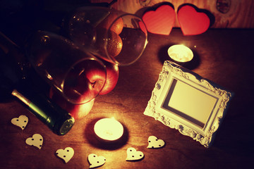 Valentine's Day candles wine