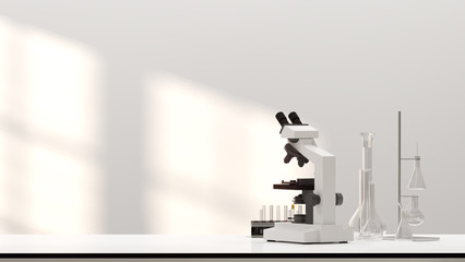 laboratory development research Clean modern white laboratory Horizontal template for a poster laboratory equipment without people