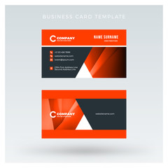 Creative and clean double-sided business card vector template with abstract background. Red and black color theme. Flat design vector mockup. Stationery design