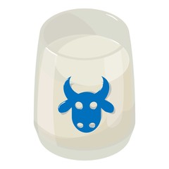 Glass milk icon, isometric 3d style
