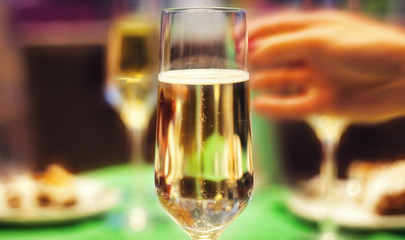 Glasses of popping champagne