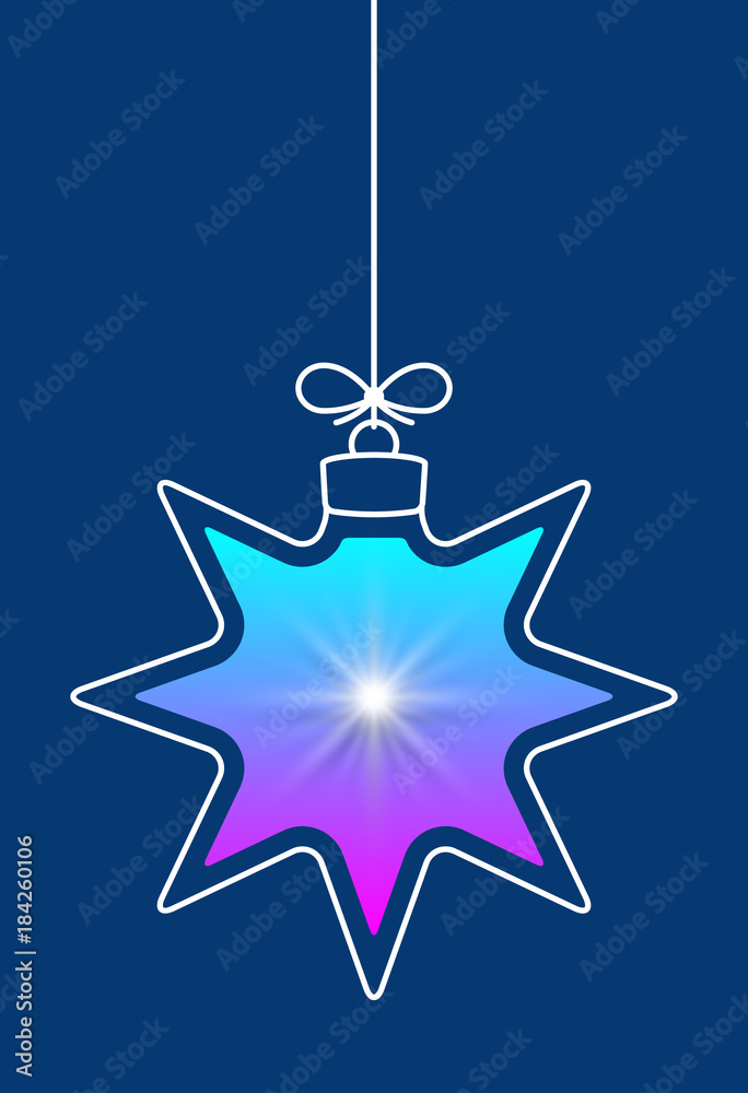 Leinwandbilder vector hanging abstract colorful christmas ball on a string with a bow consisting of multicolored gr