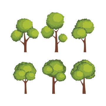 Set of tree illustration vector