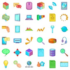 Organization of business icons set, cartoon style