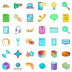 Management icons set, cartoon style