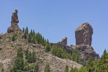 Roque Nublo, highest peak of Grand Canary with El Fraile rock to his left