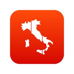 Map of Italy icon digital red